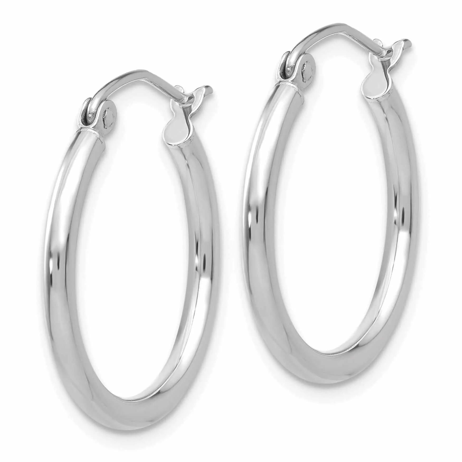 10k White Gold Polished Round Hoop Earrings