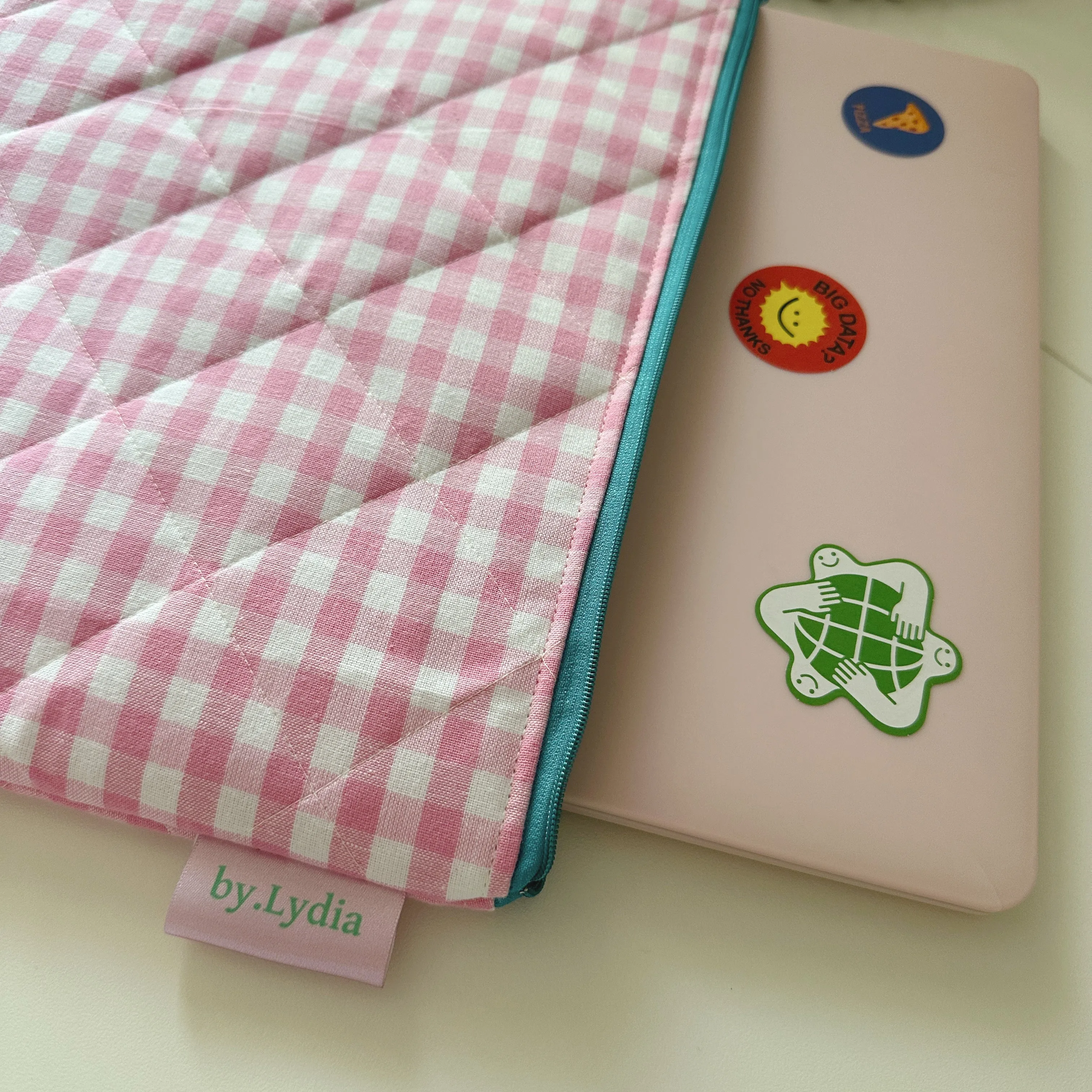 13" Laptop Pouch - Pink Gingham