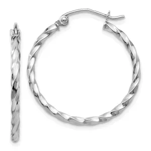 14k White Gold Twist Polished Hoop Earring