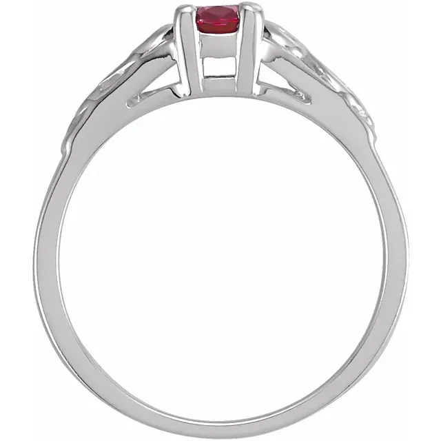 14K White January Youth Imitation Birthstone Ring
