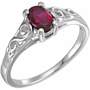 14K White January Youth Imitation Birthstone Ring
