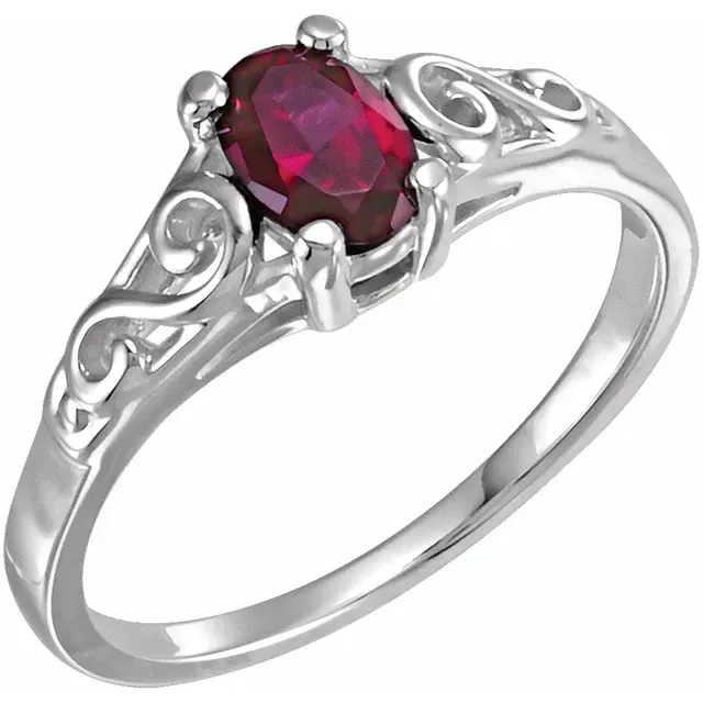 14K White January Youth Imitation Birthstone Ring