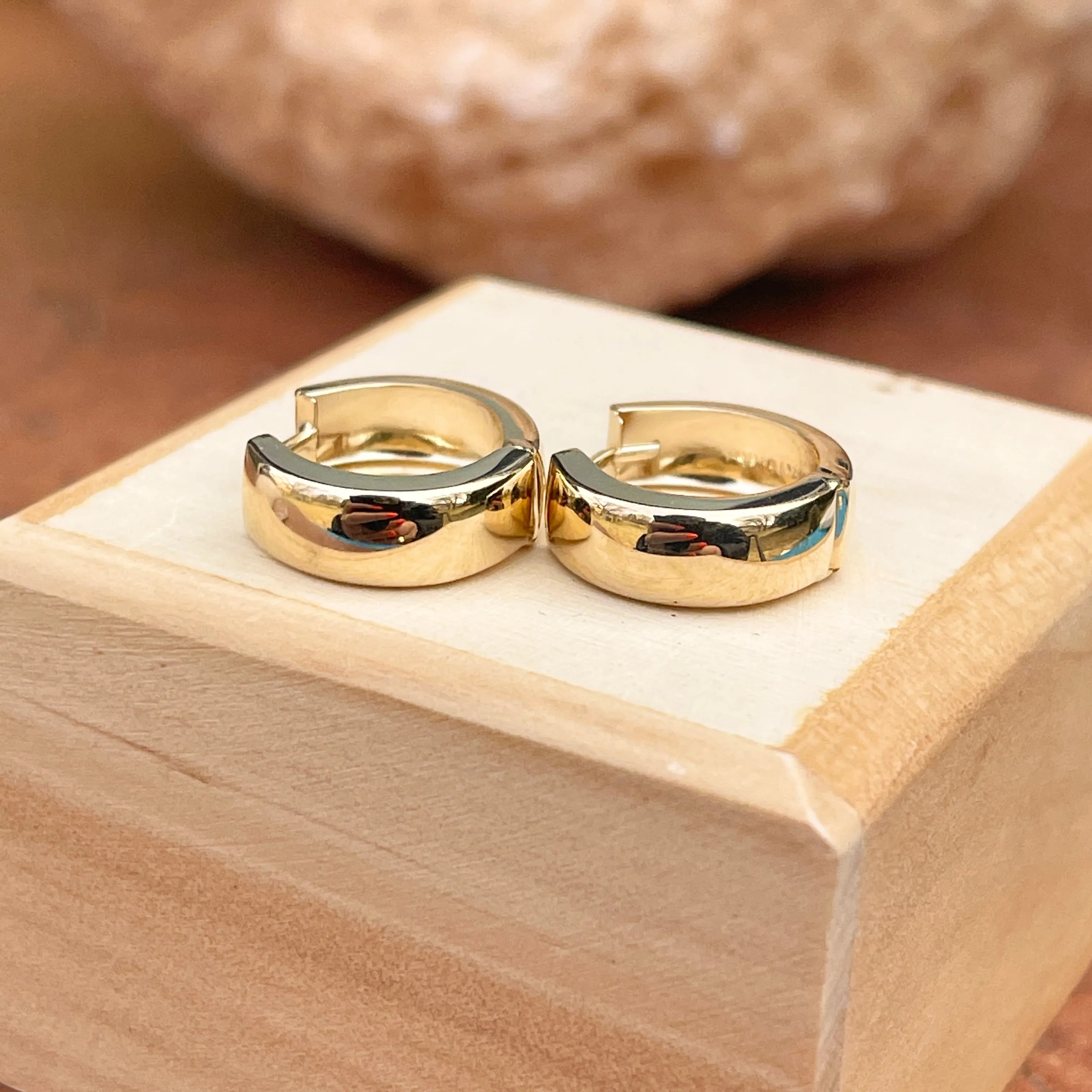 14KT Yellow Gold Polished 5mm Hinged Hoop Earrings 15.5mm