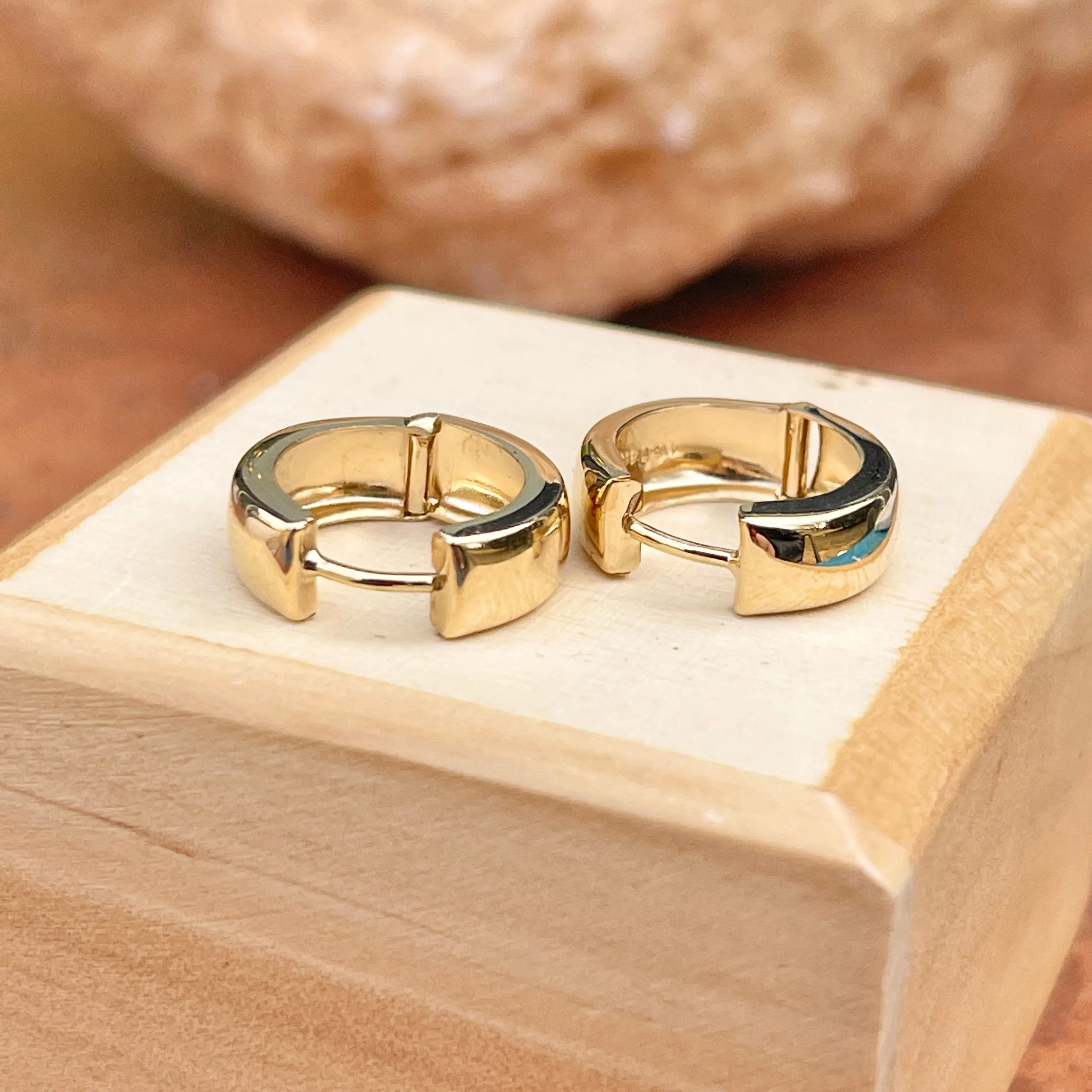 14KT Yellow Gold Polished 5mm Hinged Hoop Earrings 15.5mm