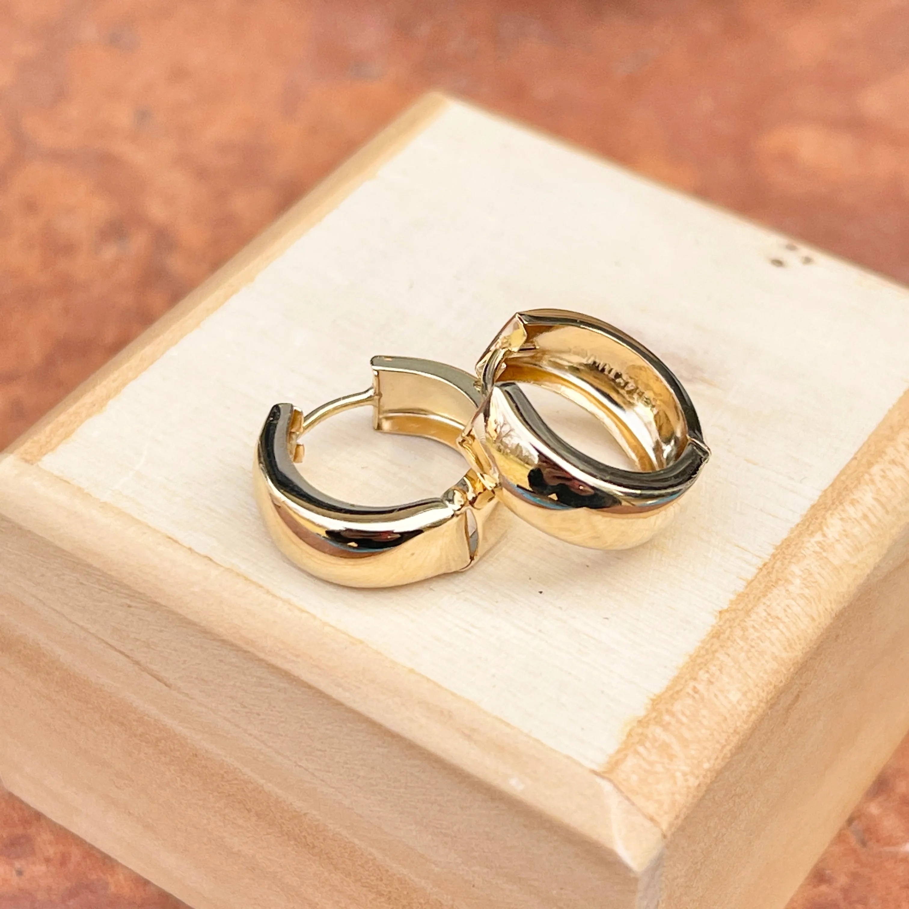 14KT Yellow Gold Polished 5mm Hinged Hoop Earrings 15.5mm