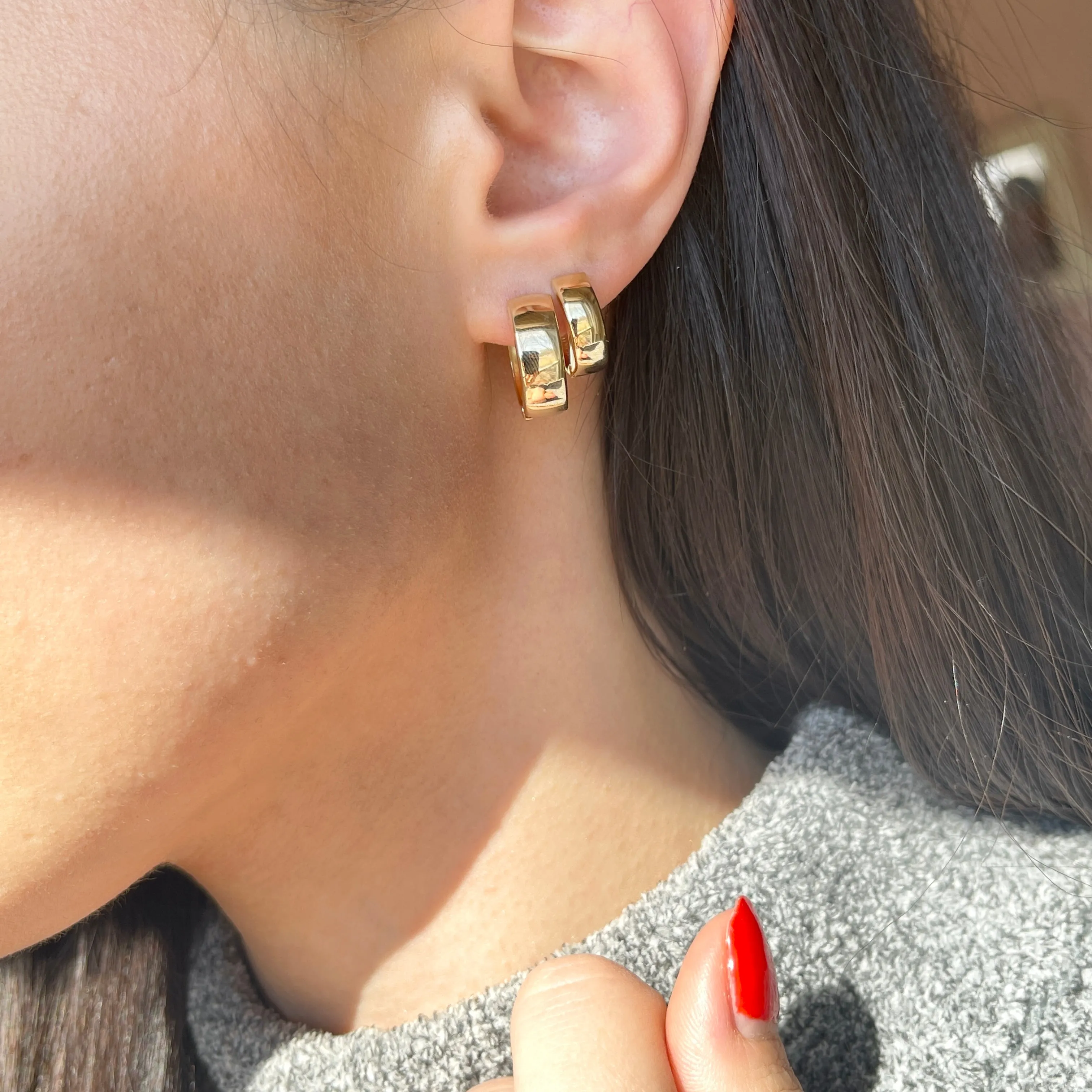 14KT Yellow Gold Polished 6mm Hinged Hoop Earrings 16mm