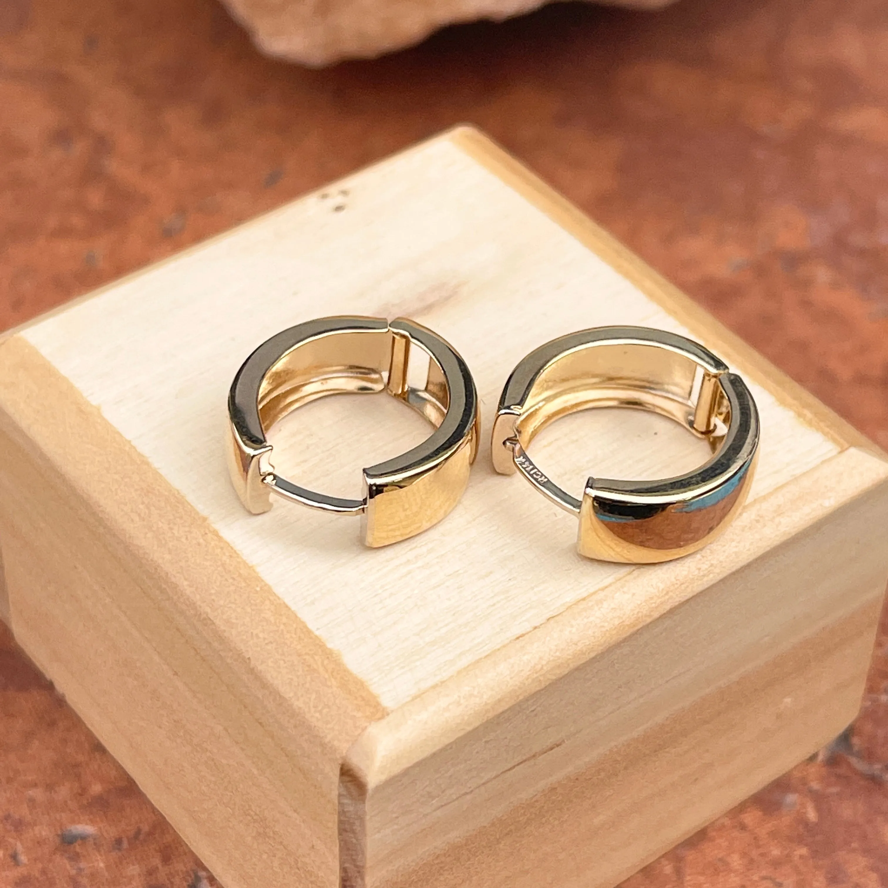 14KT Yellow Gold Polished 6mm Hinged Hoop Earrings 16mm