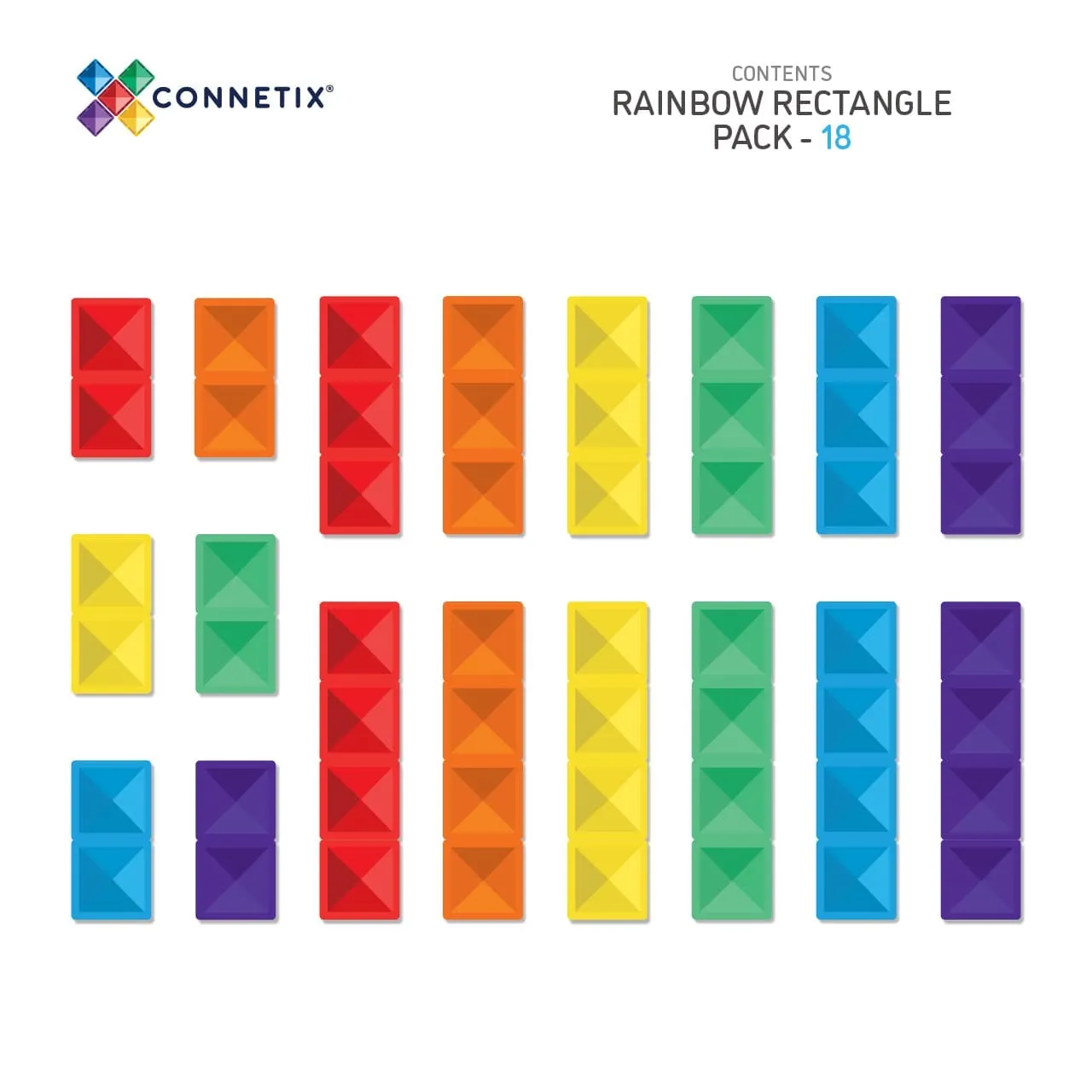 18 Piece Rectangle Pack Rainbow - 3 