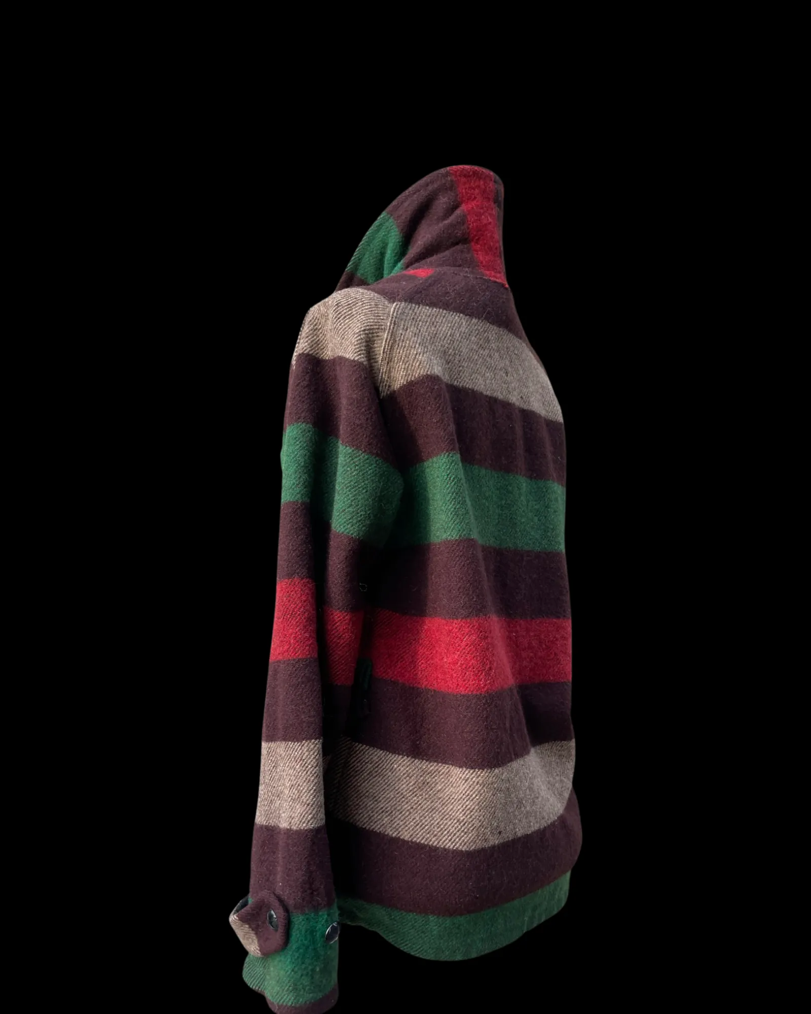 1930s Double Breasted Mackinaw Striped Wool Blanket Jacket