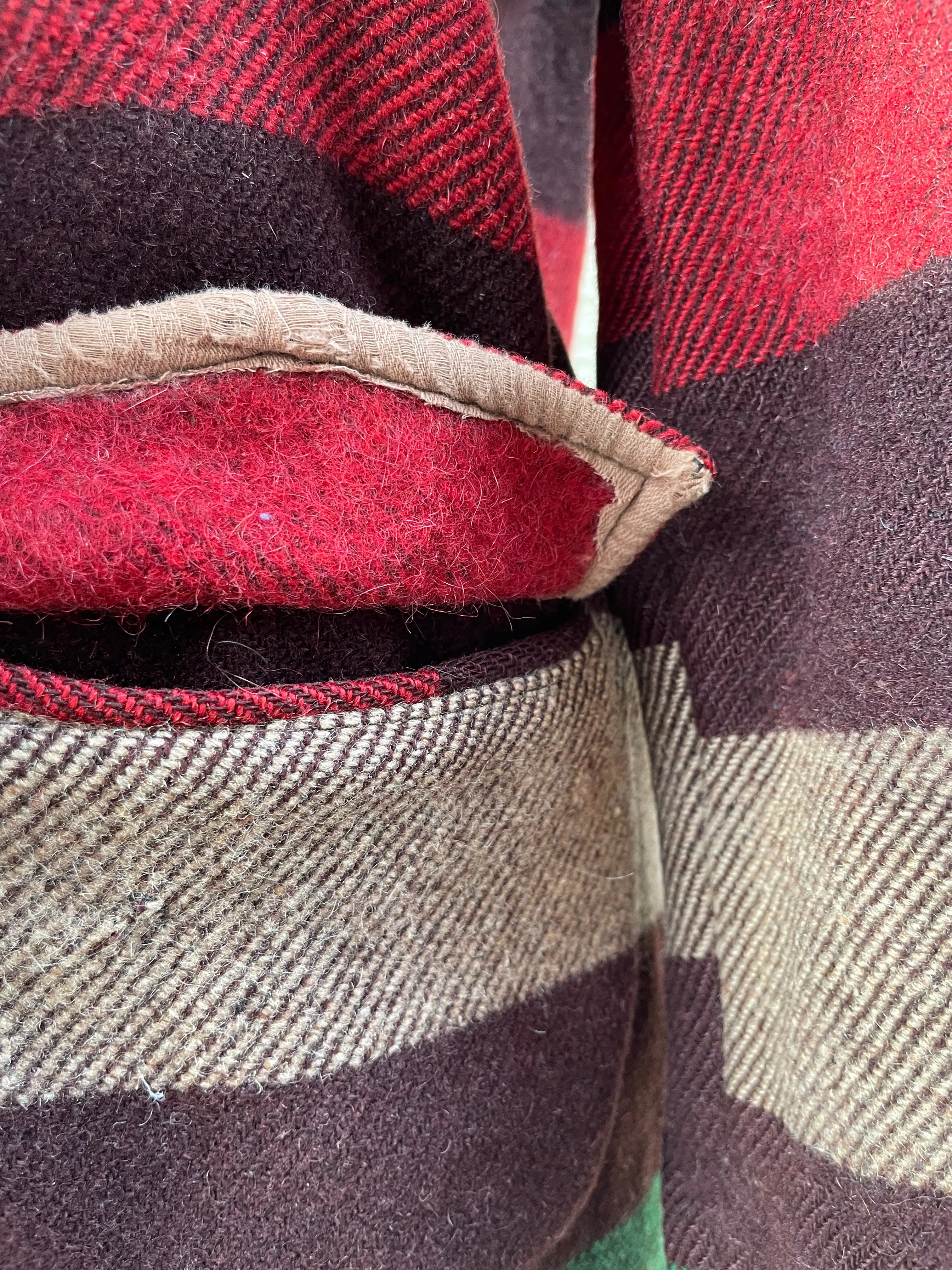 1930s Double Breasted Mackinaw Striped Wool Blanket Jacket