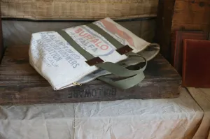 1940's era Farm Feedsack Zip-Top Carryall - SOLD