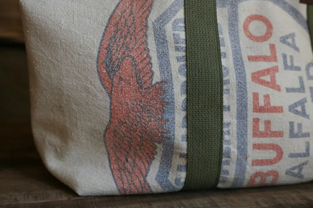 1940's era Farm Feedsack Zip-Top Carryall - SOLD