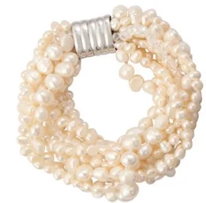 236-01 | 10-STRAND IVORY QUARTZ & PEARL BRACELET