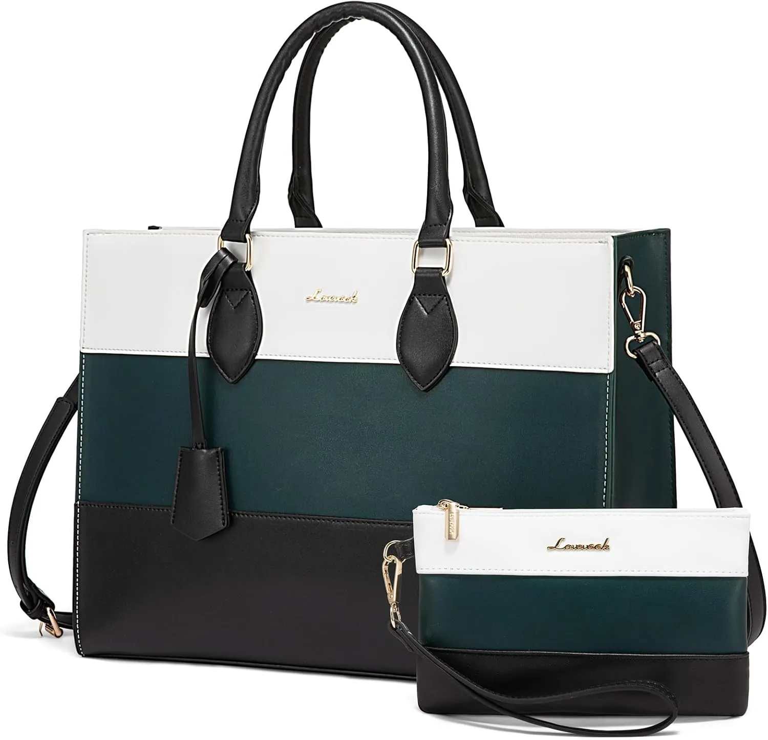2Pcs Colorblock Laptop Tote Bag, 15.6" 17.3"