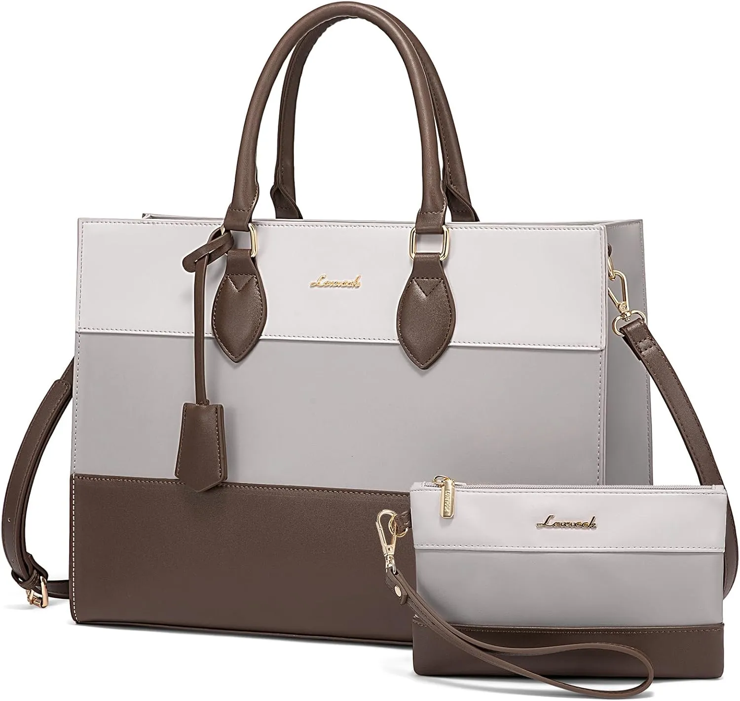 2Pcs Colorblock Laptop Tote Bag, 15.6" 17.3"