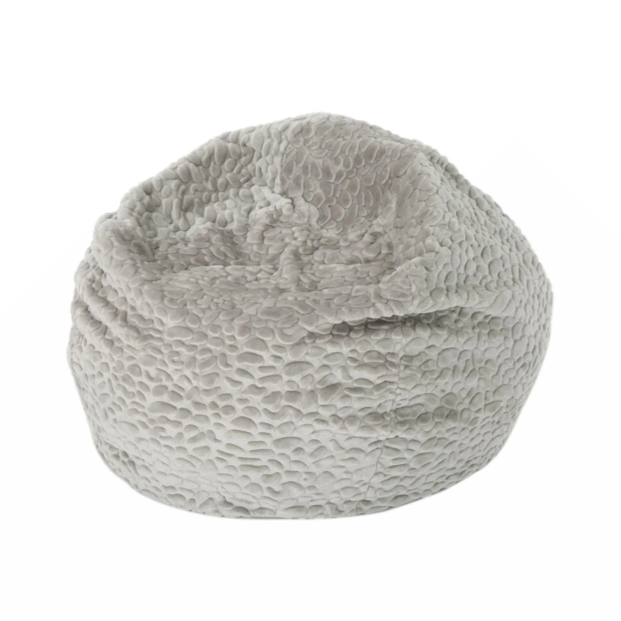 3 Foot Rounded Fur Bean Bag Grey Pebble Pattern Modern Contemporary