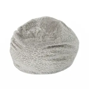 3 Foot Rounded Fur Bean Bag Grey Pebble Pattern Modern Contemporary