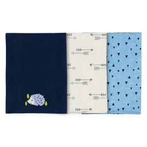 3-Pack Boys Hedgehog Knit Burpcloth