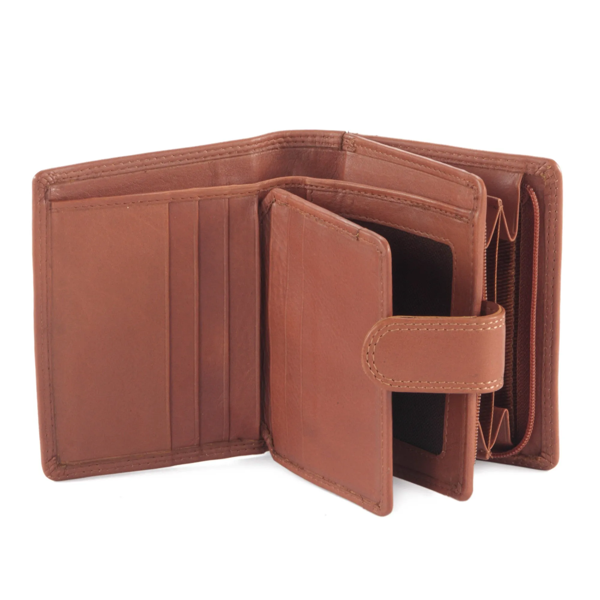 300952-CG Ladies Small Clutch Wallet in Tan Leather | Style n Craft