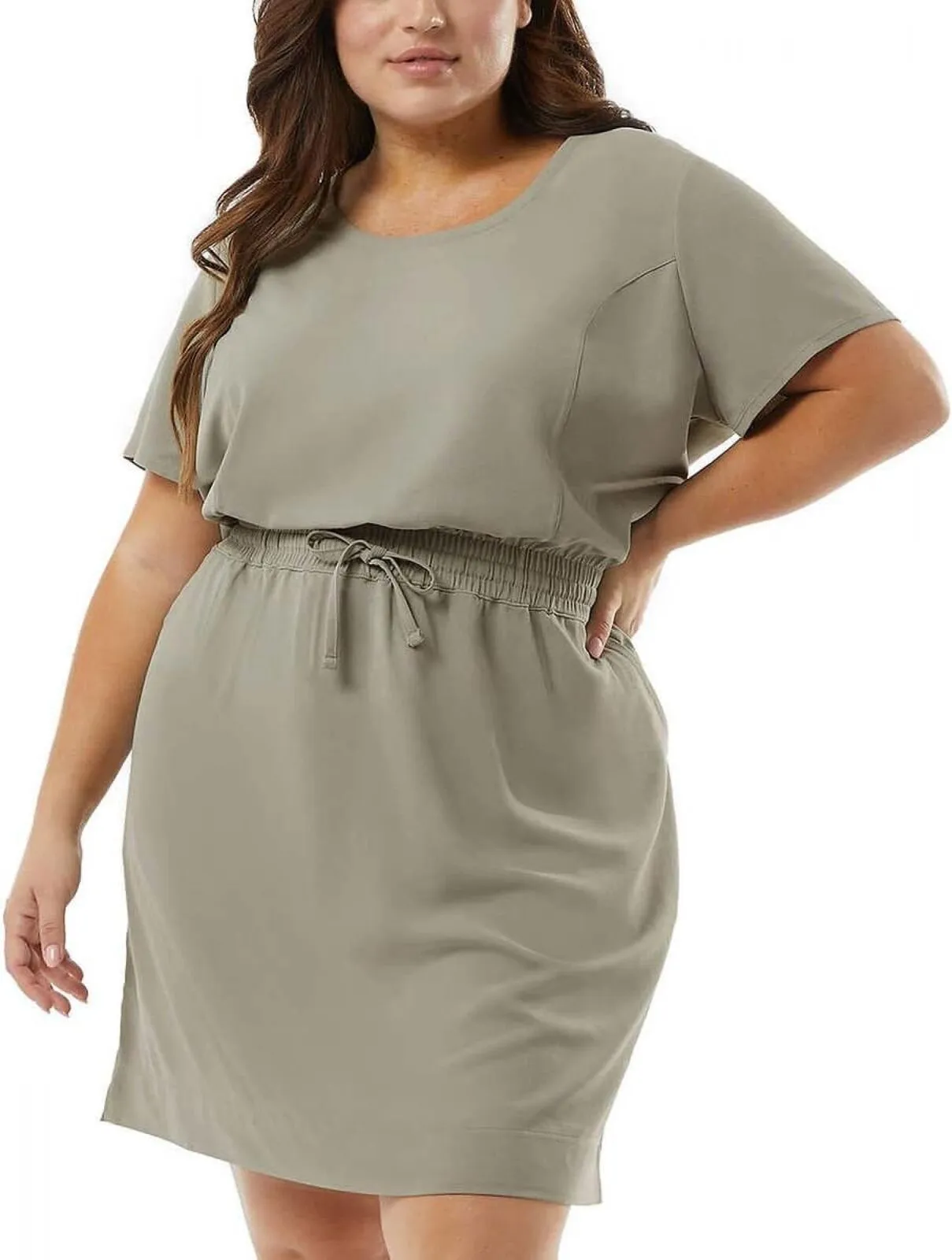 32 Degrees Womens Ladies' Soft Twill Drawstring Dress 1748960 Shadow Green 2XL