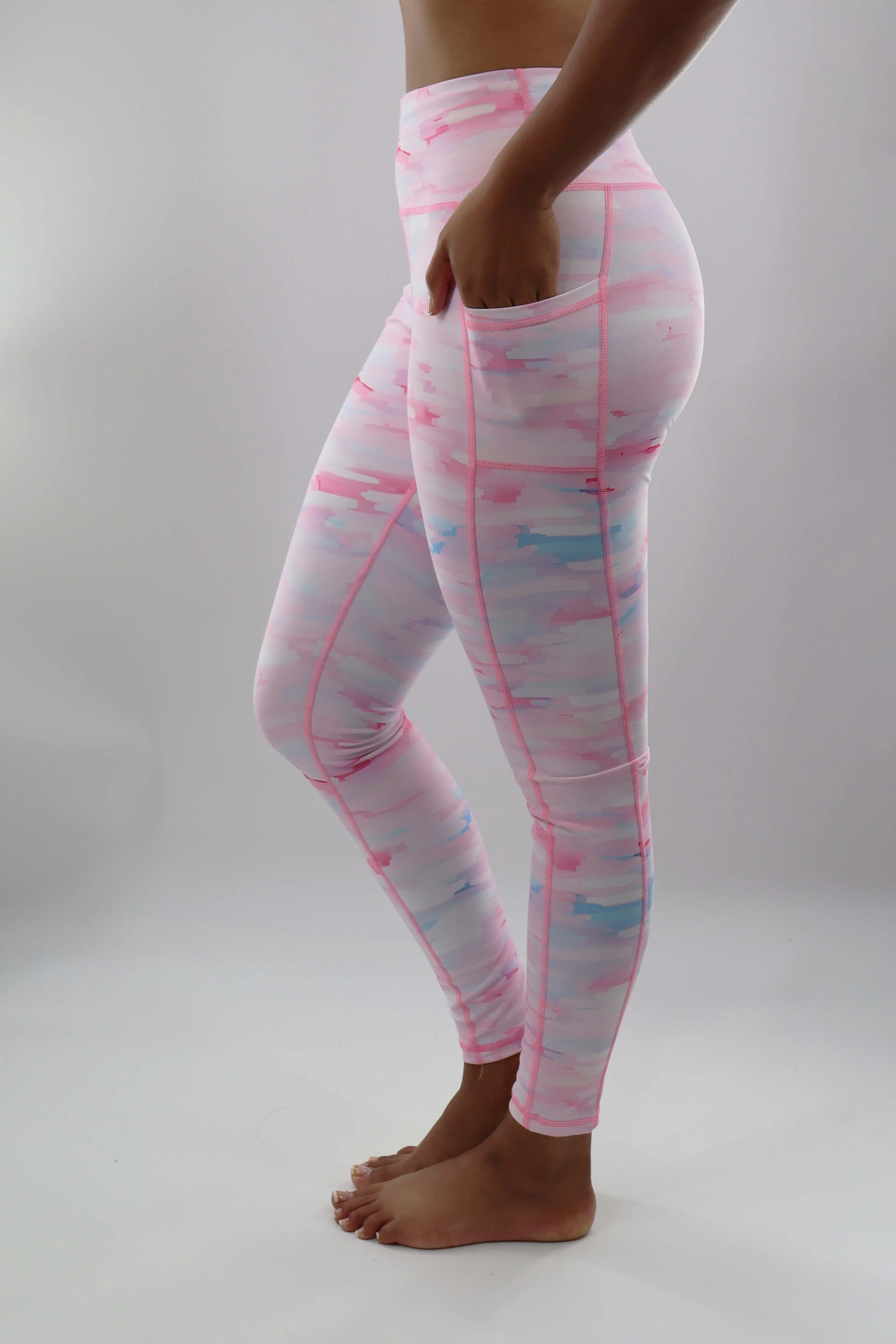 3204 - The Perfect Pocket Legging- Pink Watercolor Print