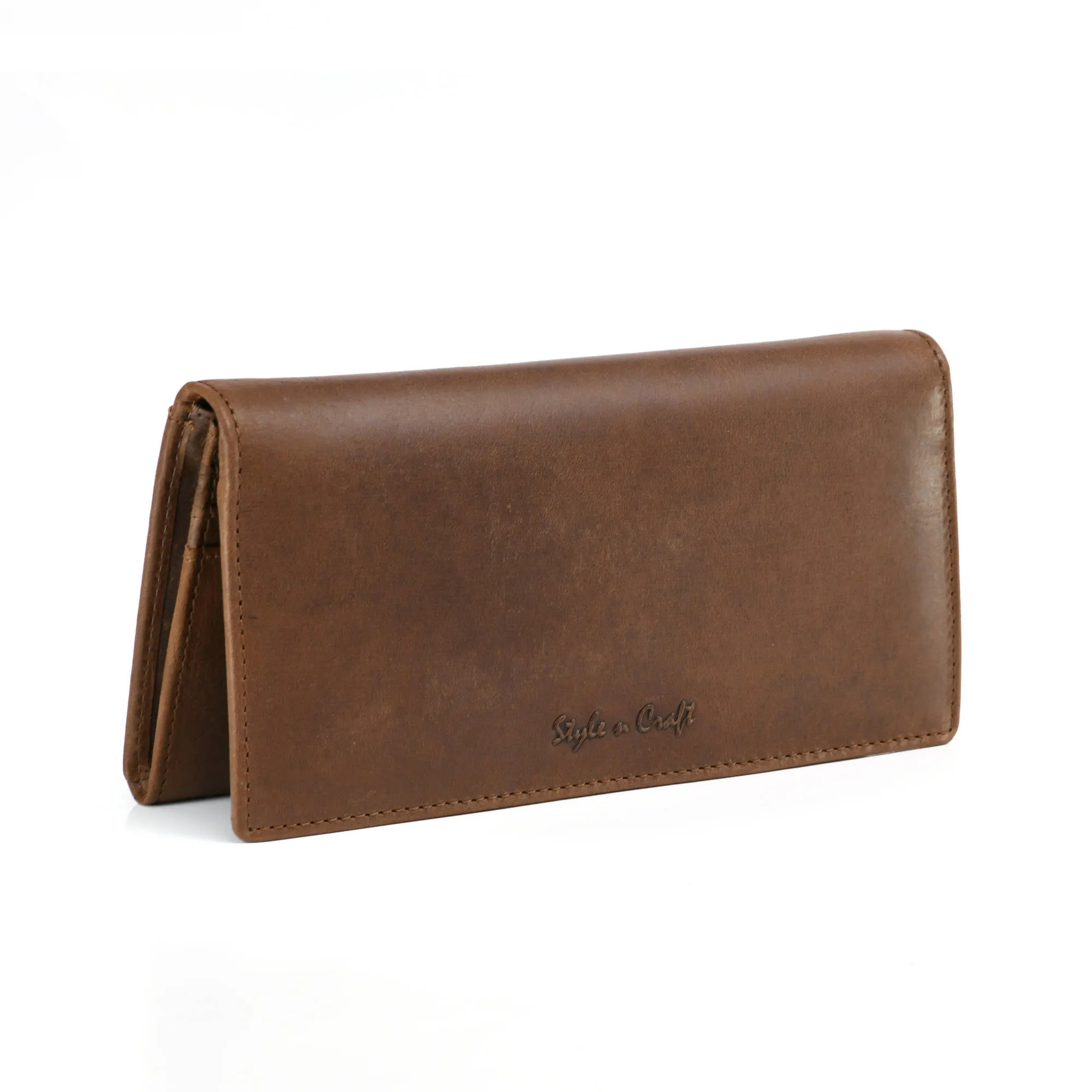 391103 Ladies Long Clutch Wallet in Oak Color Leather | Style n Craft