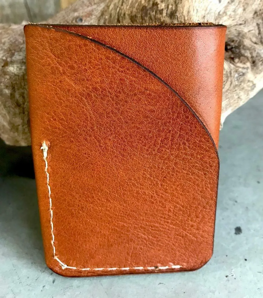 4 Banger Minimalist Men's Women's Tan Tooled Sepichi Veg Tan Leather Wallet