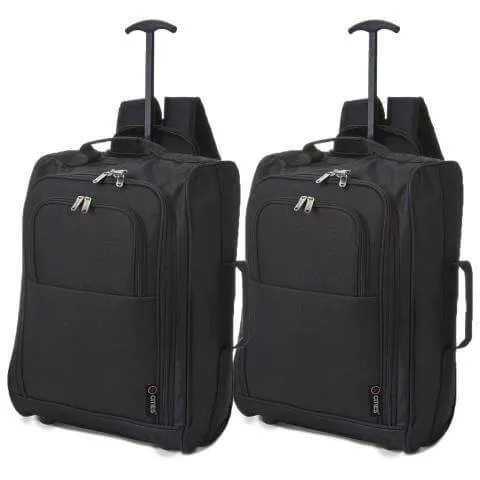 5 Cities (55x35x20cm) Lightweight Cabin Hand Luggage (x2 Set)