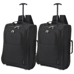5 Cities (55x35x20cm) Lightweight Cabin Hand Luggage (x2 Set)