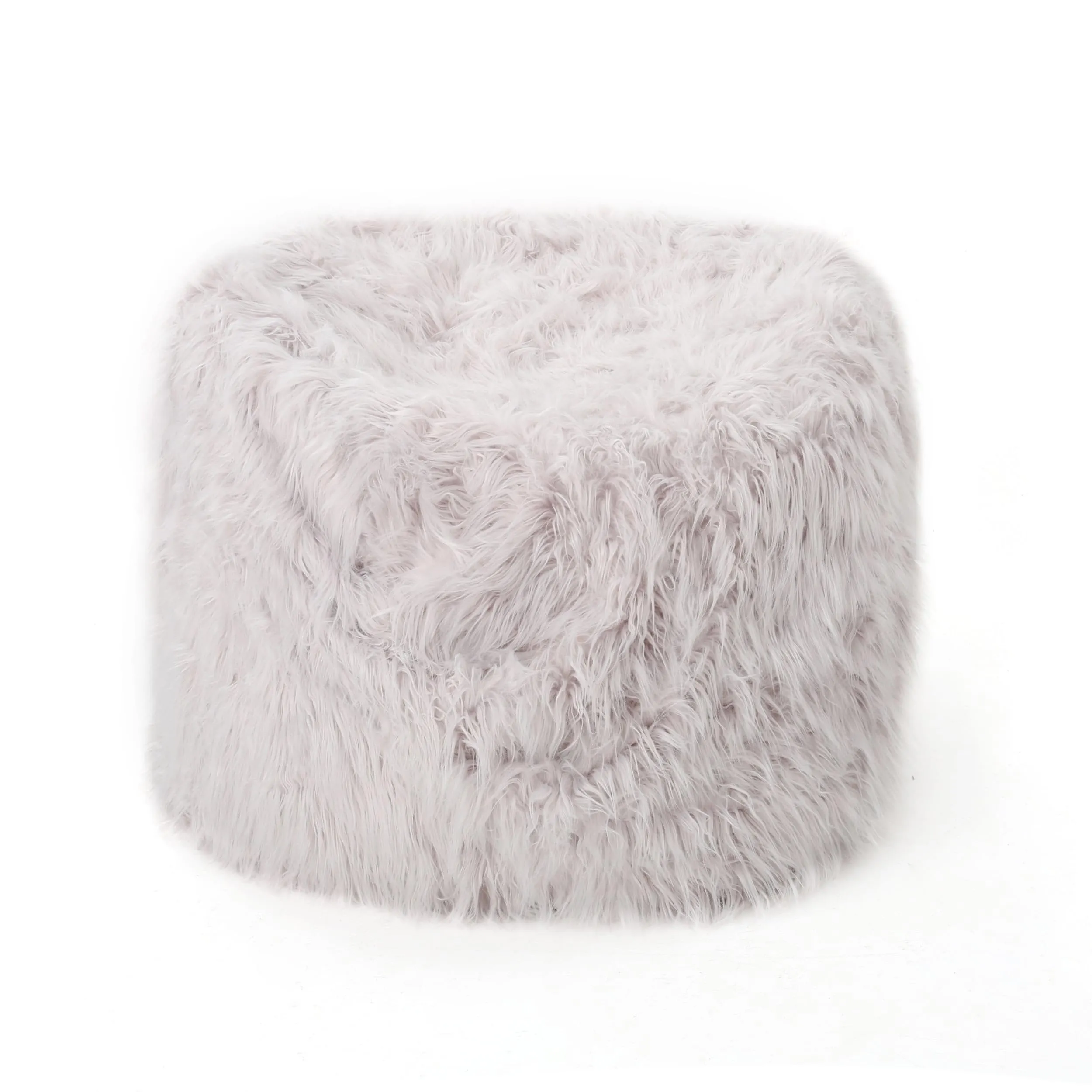 5 Foot Rounded Fur Bean Bag Tan Modern Contemporary