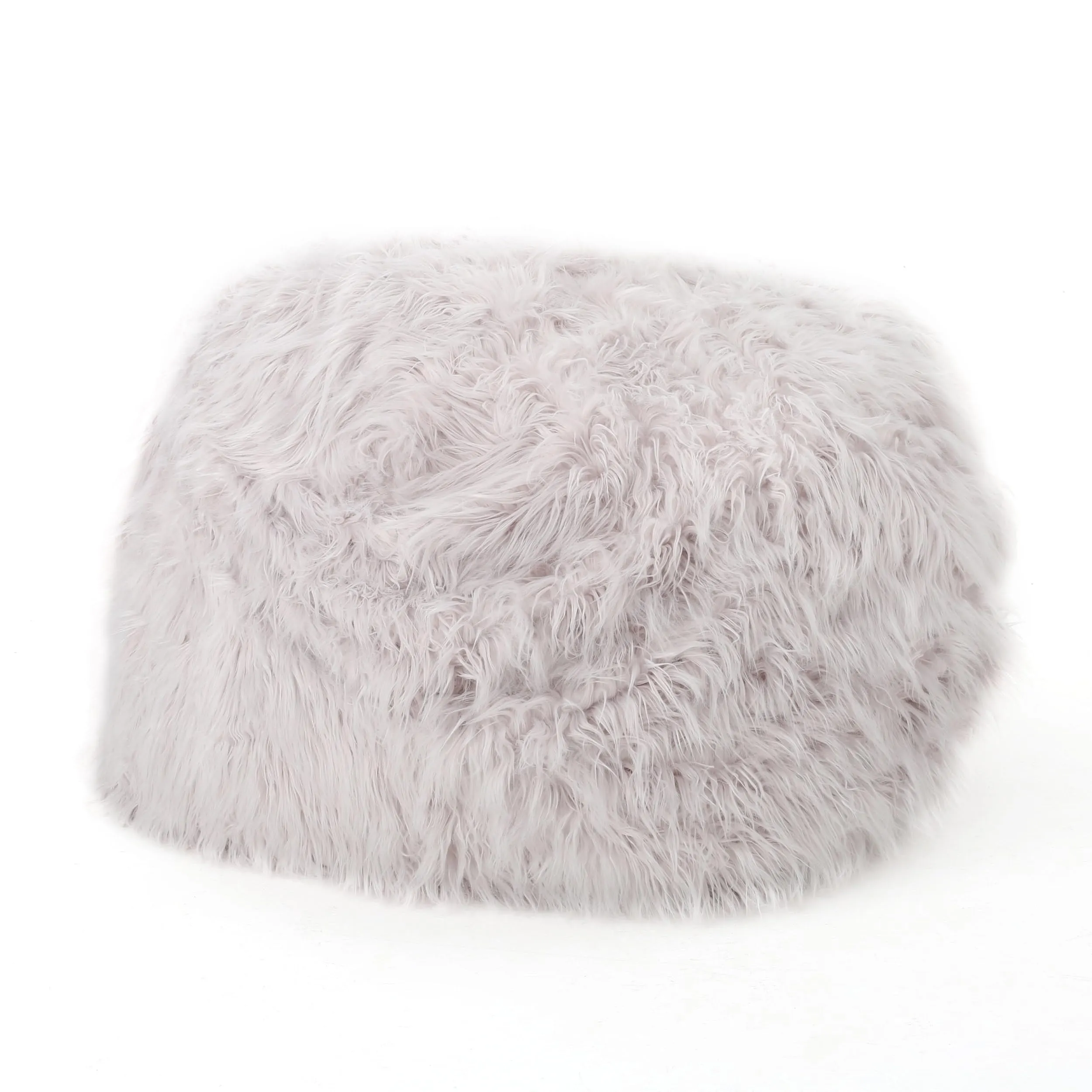 5 Foot Rounded Fur Bean Bag Tan Modern Contemporary