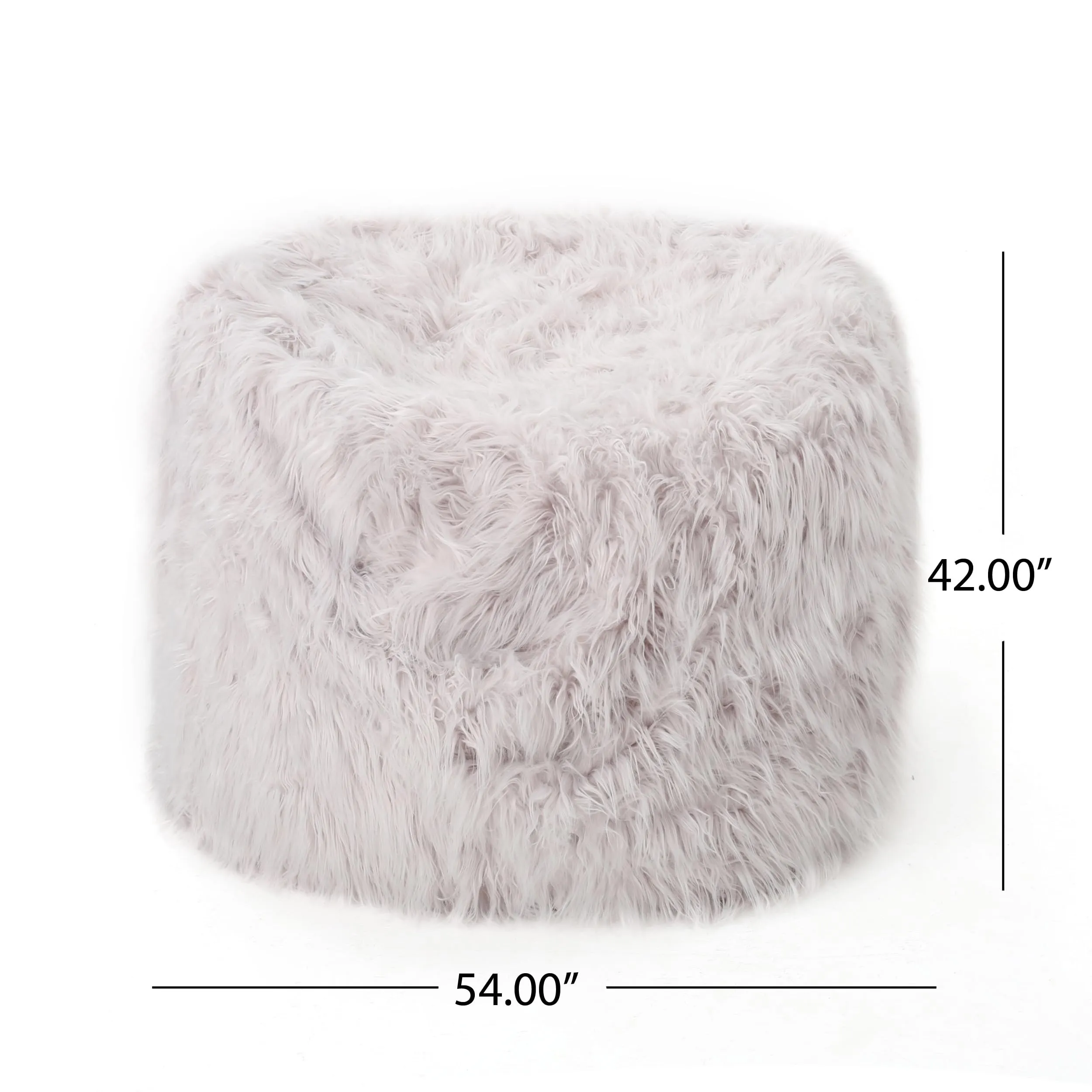 5 Foot Rounded Fur Bean Bag Tan Modern Contemporary