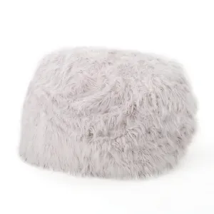 5 Foot Rounded Fur Bean Bag Tan Modern Contemporary