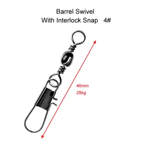 50 x Barrel Swivels InterlockSnap Size 4# Fishing Tackle