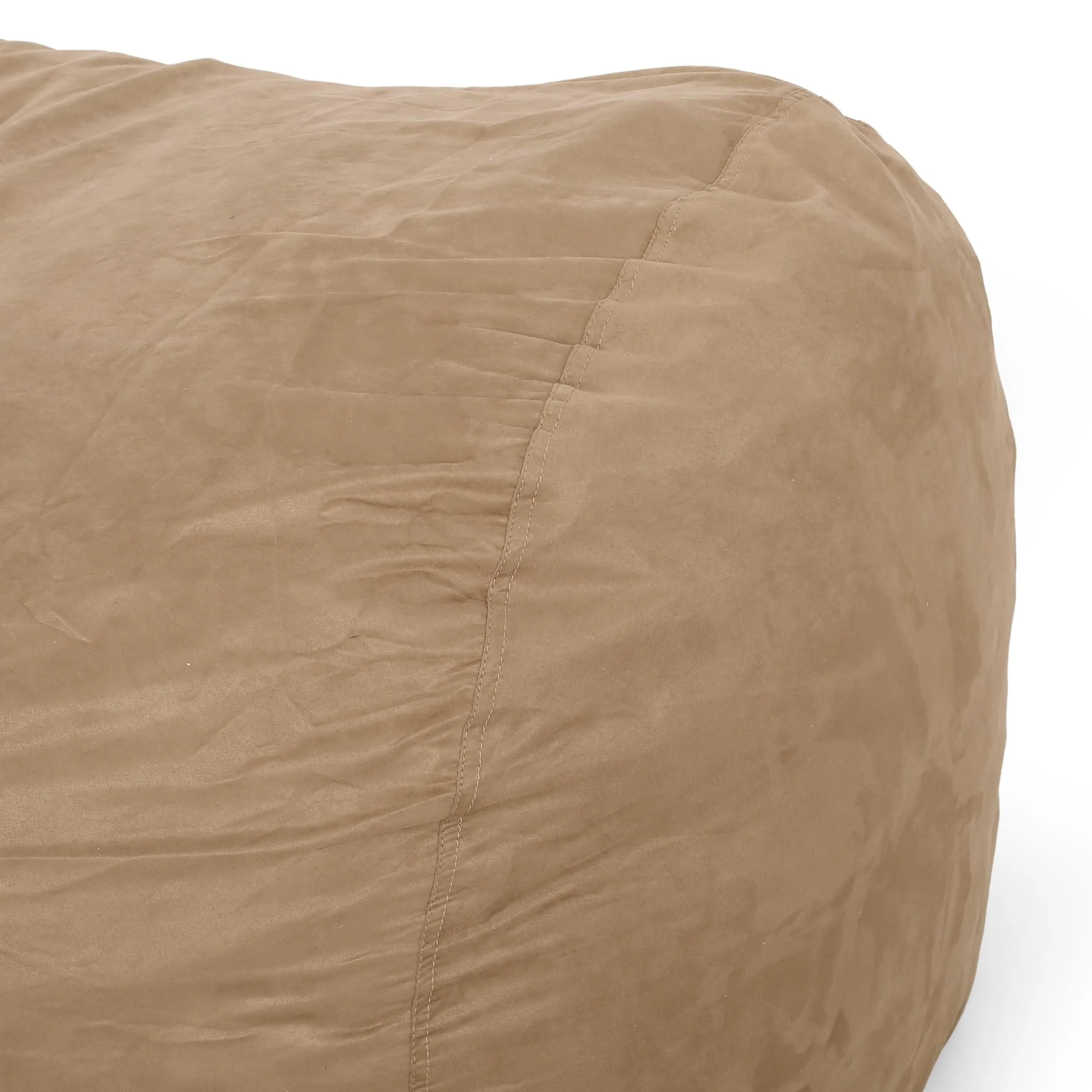 6.5 Foot Microfiber Cylindrical Bean Bag Beige Modern