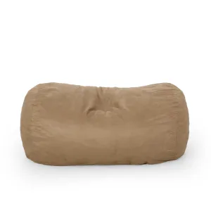 6.5 Foot Microfiber Cylindrical Bean Bag Beige Modern