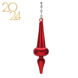 6" RED GLASS FINIAL (Set/1) or (Set/3) MAGNETIC CHANDELIER ORNAMENT - 3 STYLES AVAILABLE