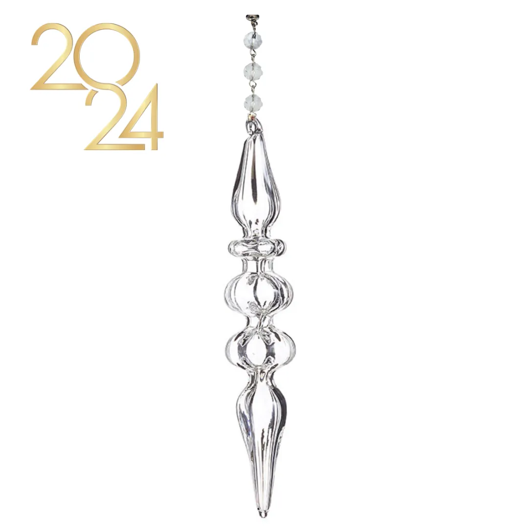 8.25" CLEAR GLASS FINIAL (Set/1) MAGNETIC CHANDELIER ORNAMENT -  2 STYLES AVAILABLE