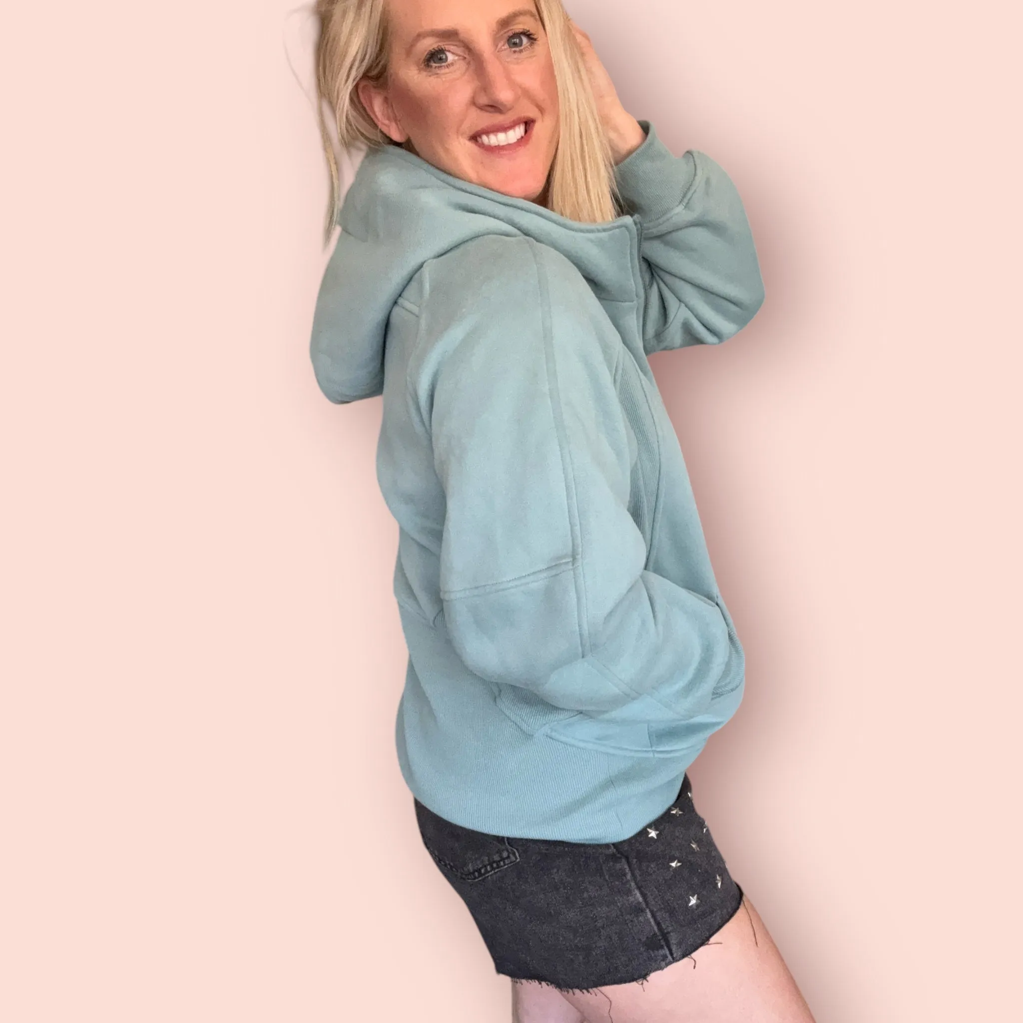 Aemi Co Half Zip Raglan Sleeve Sweatshirt with Kangaroo Pocket