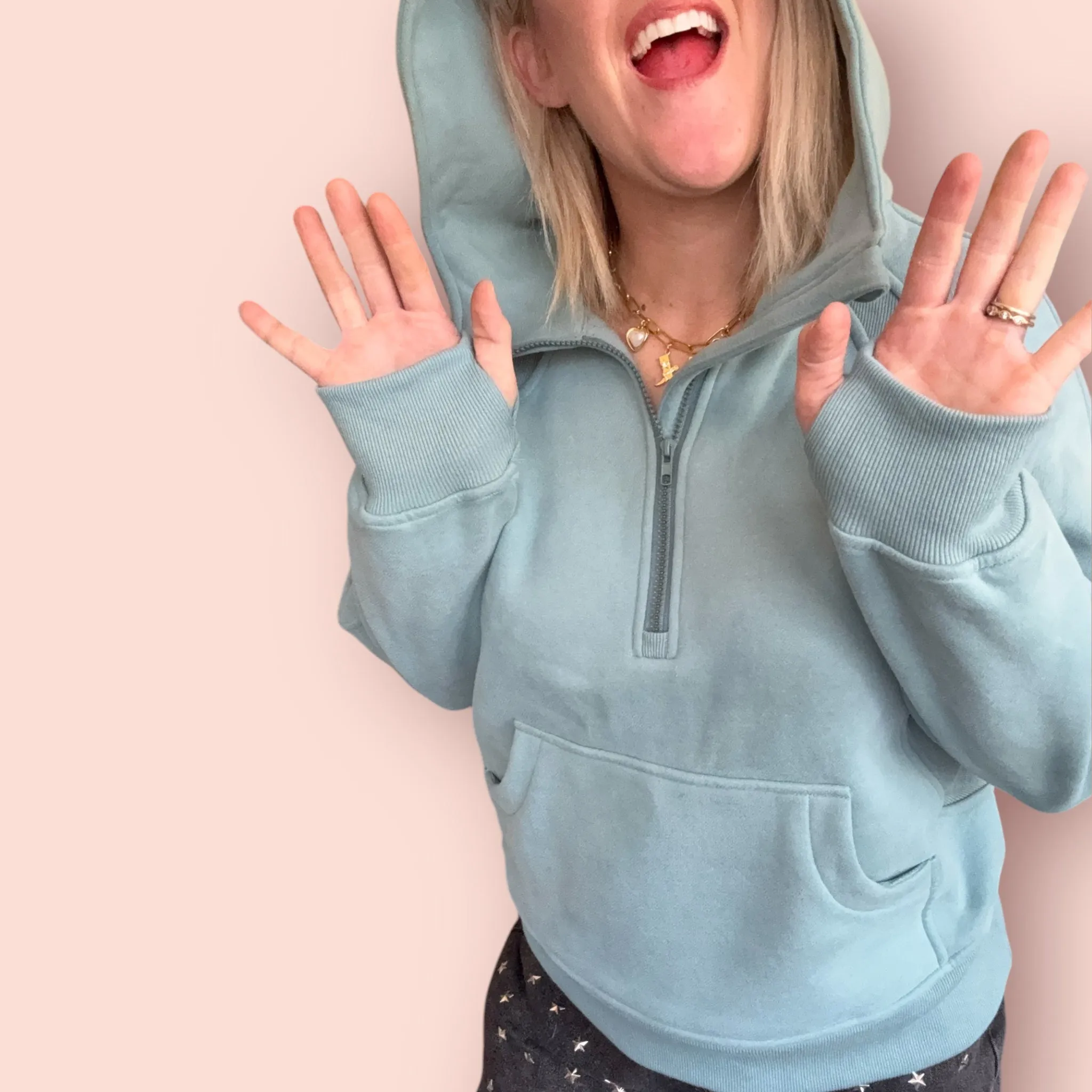 Aemi Co Half Zip Raglan Sleeve Sweatshirt with Kangaroo Pocket
