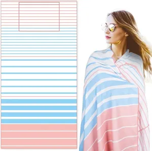 Airensky Microfiber Sand Free Beach Towel 72"x36",Extra Large Lightweight Super Absorbent Thin Fast Drying Towels for Swimming Exercise Bathing Outdoor Hiking Girls Women Adults(Pink Strips)