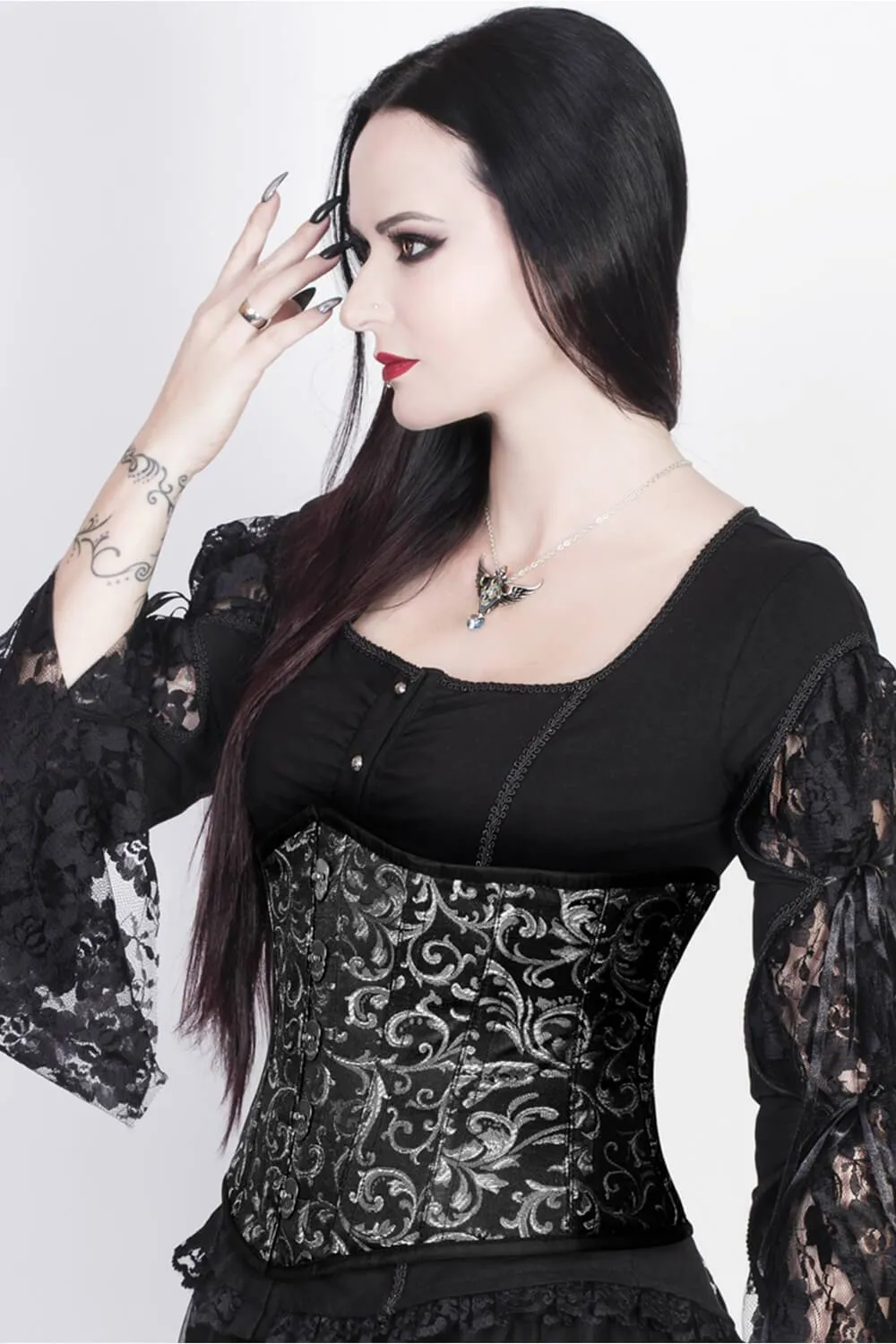 Akantha Brocade Corset with Skull Busk Opening