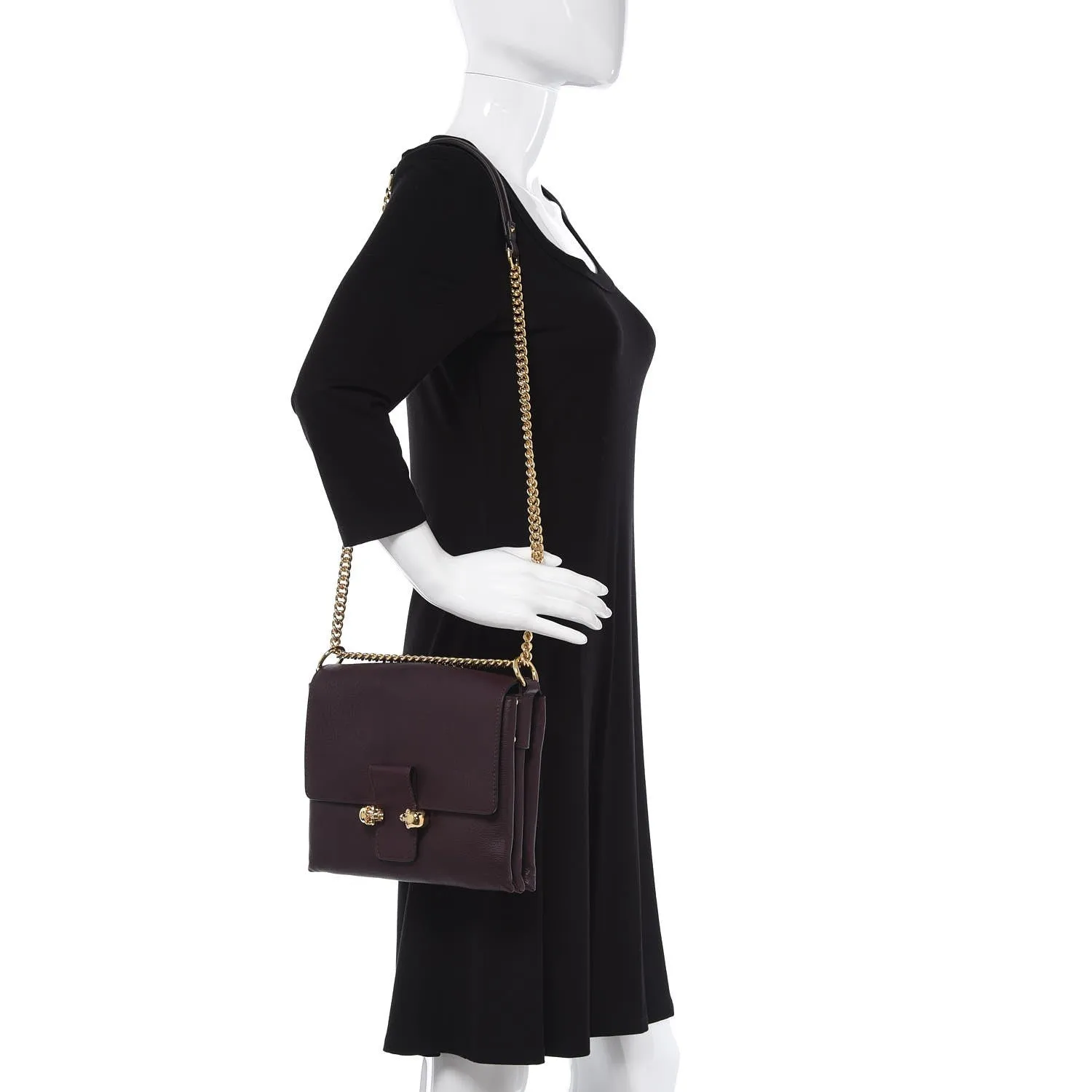 Alexander McQueen Twin Skull Chain Crossbody in Burgundy