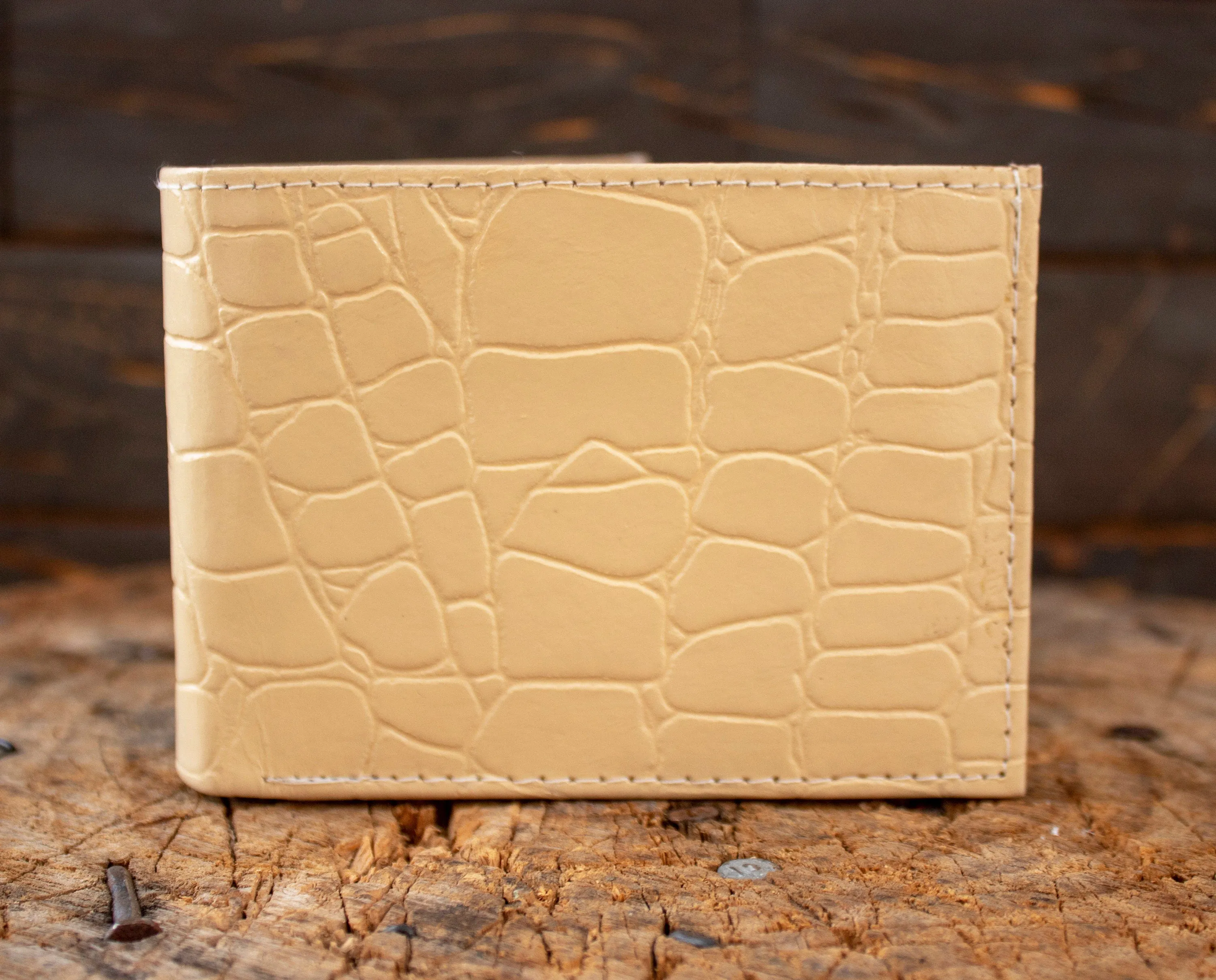 ALIGATOR crocodile faux PRINT BIFOLD leather western wallet