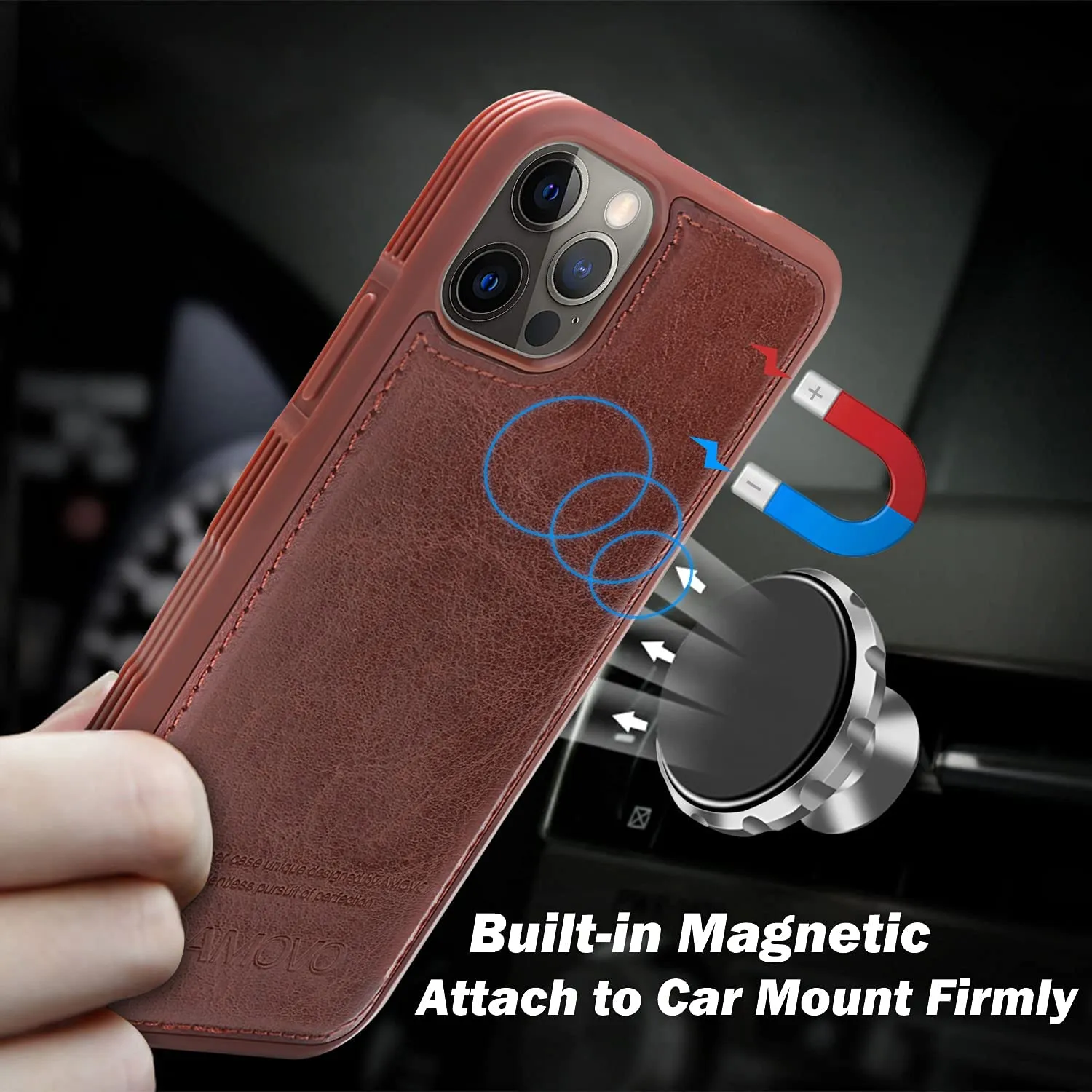 AMOVO Compatible with iPhone 11 Pro Case Wallet Leather Magnetic Flip Case with Card Holder [2 in 1] Detachable Case [Wireless Charging][Kickstand][Wrist Strap] (for iPhone 11 Pro , Light Brown)