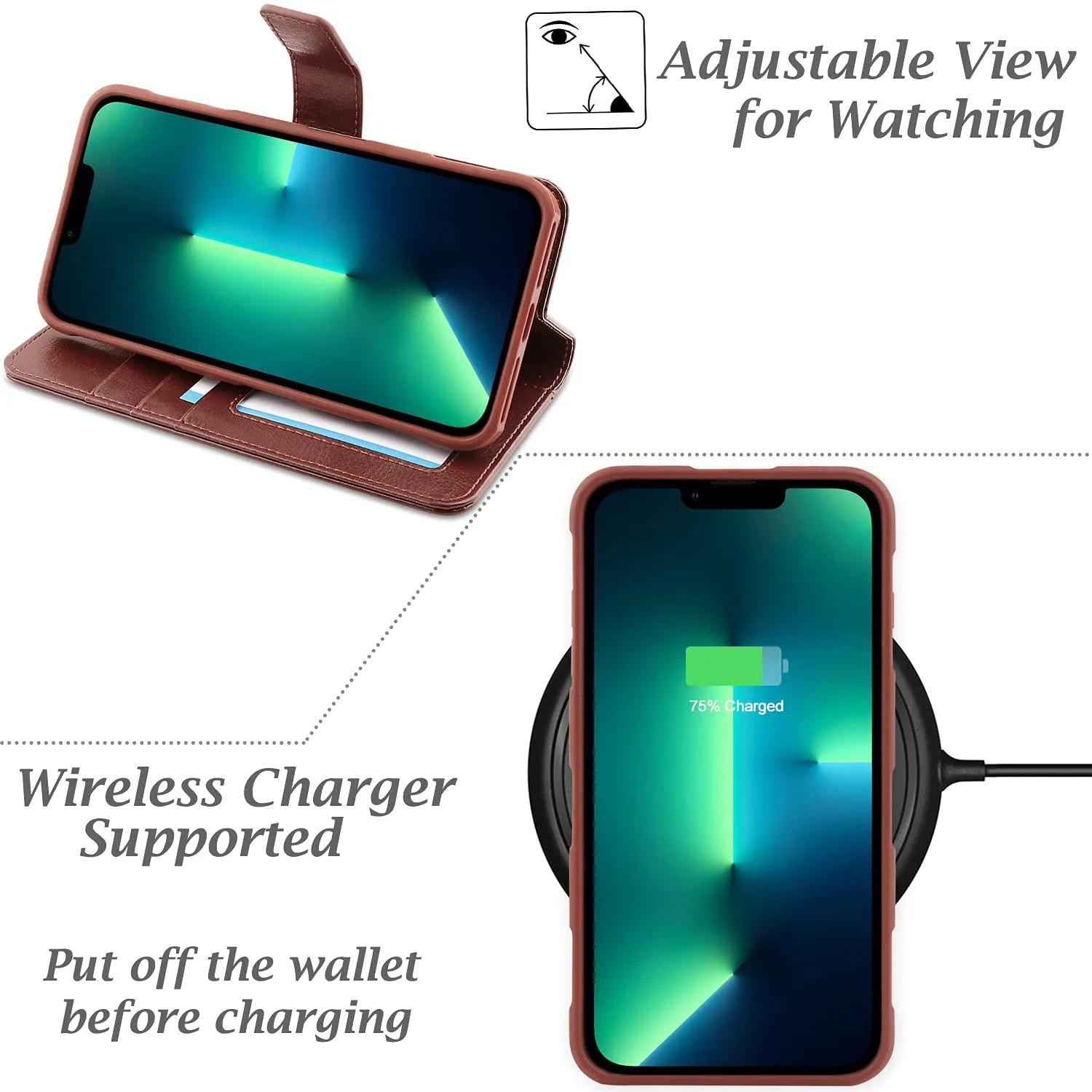 AMOVO Compatible with iPhone 11 Pro Case Wallet Leather Magnetic Flip Case with Card Holder [2 in 1] Detachable Case [Wireless Charging][Kickstand][Wrist Strap] (for iPhone 11 Pro , Light Brown)