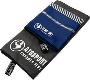 atgSport Microfiber Towel Set - Compact Quick Dry Gym Yoga Beach Towels (2 Pack) - Navy Blue & Black, ATGSPM1