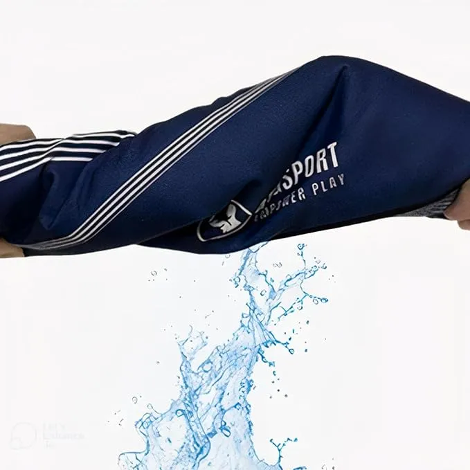 atgSport Microfiber Towel Set - Compact Quick Dry Gym Yoga Beach Towels (2 Pack) - Navy Blue & Black, ATGSPM1