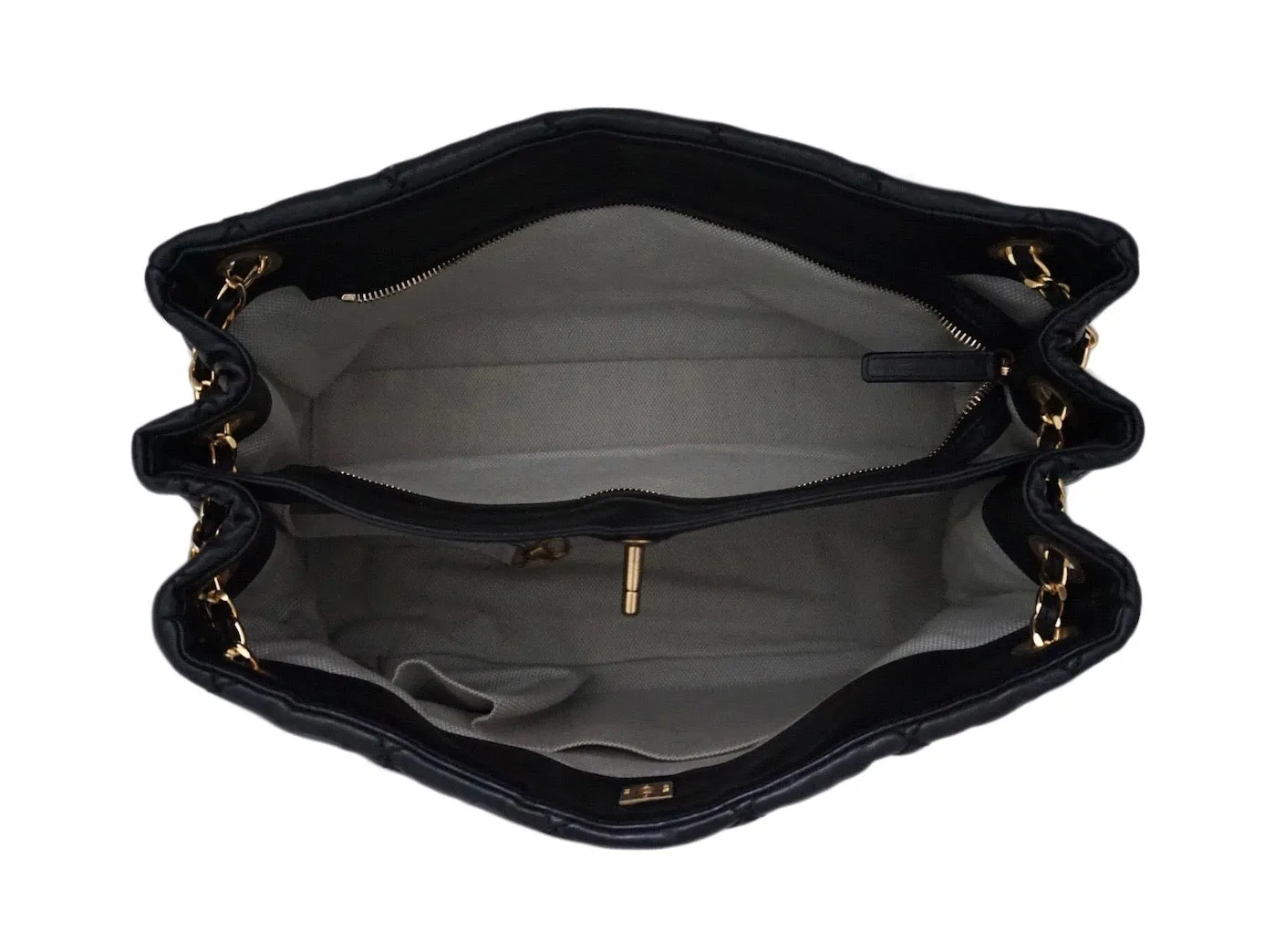 Authentic Chanel Black Calfskin Modern Quilted Tote
