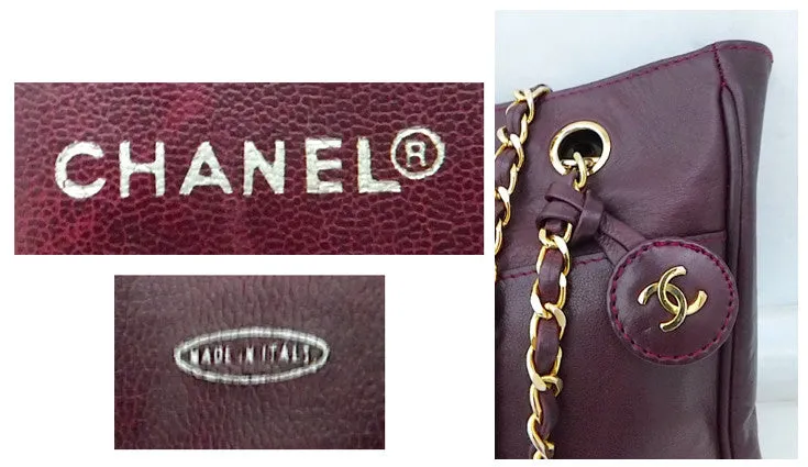 Authentic Chanel Vintage Large Quilted Burgundy Wine Tote